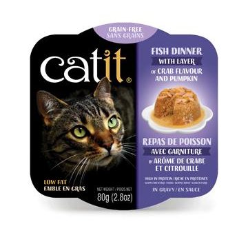 Repas pour chat Catit - Poisson avec crabe et citrouille 80g Online