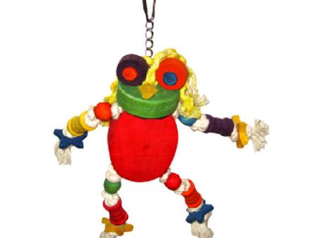 A & E Happy Beaks Silly Wooden Frog Bird Toy Bird Cage Accessory Sale